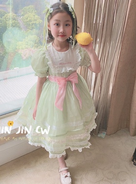 夏季女童新款绿色JIN JIN CW清新脱俗气质洛丽塔高品质公主裙