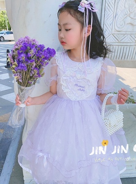 夏季女童新款紫色轻奢JIN JIN CW典雅甜美洛丽塔高品质公主裙