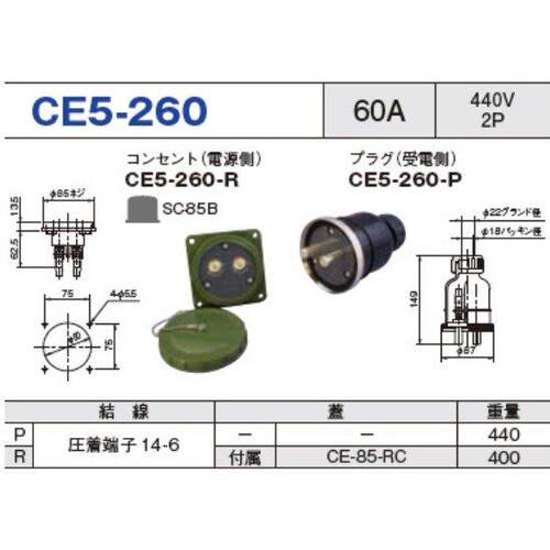 日本taiwa泰和电器2芯大电流用连接器CE5-260-P海外直邮