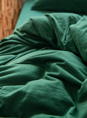 墨绿色床单单件精梳针织全棉孔雀绿深绿纯色纯棉被单1.21.51.8m米