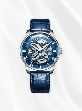 z依波手表男牛皮表带经典镂空休闲时尚防水全自动机械男表5148