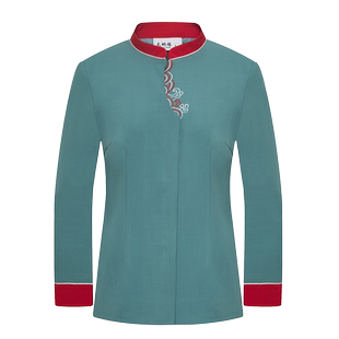 中式餐厅服务员工作服长袖定制酒店茶楼火锅农庄饭店工衣秋冬套装