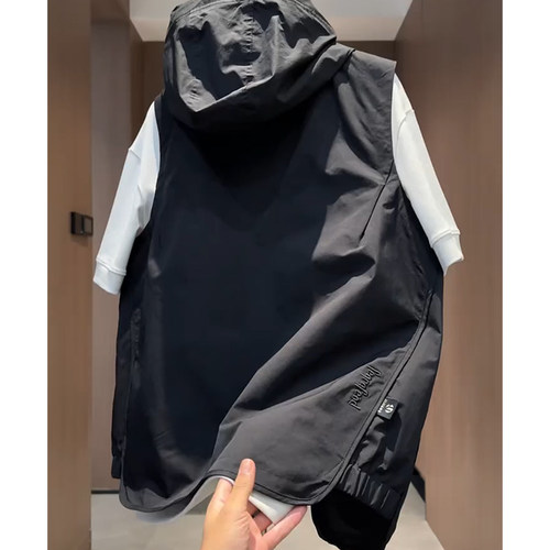 户外休闲连帽拉链开衫马甲男