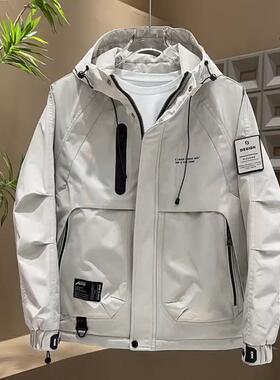 二棉外套男士冲锋衣连帽棉服男款冬季防寒保暖痞帅工装夹克男夹棉