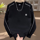 卫衣加绒加厚帅气休闲设计感简约潮流打底衫 秋冬韩版 男士 无帽潮牌