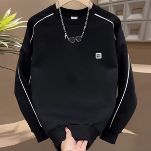 无帽潮牌 卫衣加绒加厚帅气休闲设计感简约潮流打底衫 秋冬韩版 男士