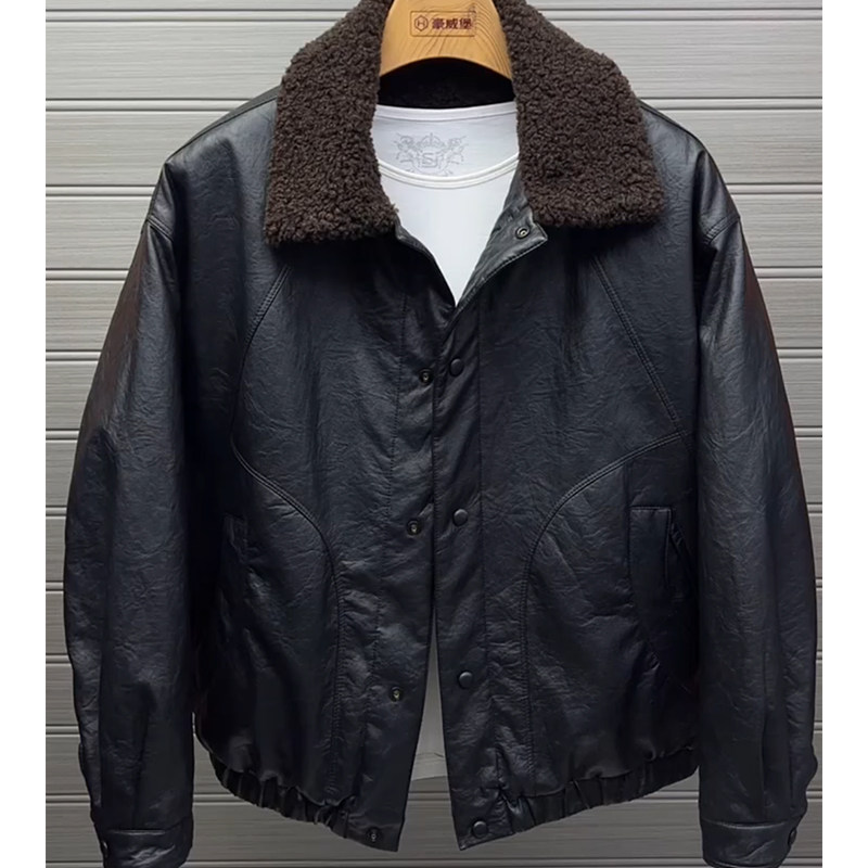 皮毛一体加绒加厚皮衣外套男款秋冬季防寒保暖翻领PU皮夹克男宽松,男装,皮衣,淘宝优惠券,粉丝福利购,淘宝优惠卷