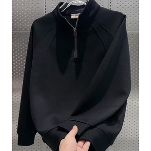 男士卫衣半拉链立领设计感时尚潮牌加绒休闲套头上衣外穿高街帅气