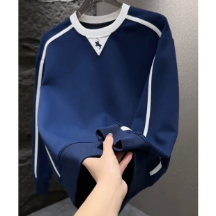 秋季卫衣男2025新款今年流行爆款圆领长袖外穿战马刺绣外穿高街潮