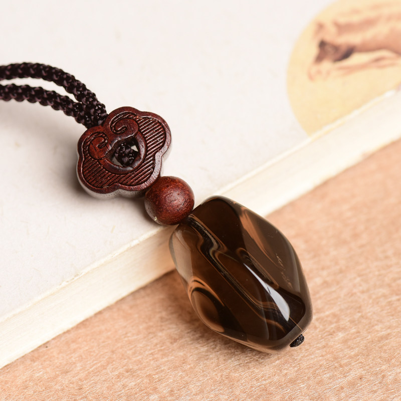 天然原石茶水晶不规则随形刻面切面吊坠挂坠项坠男女款项链车挂