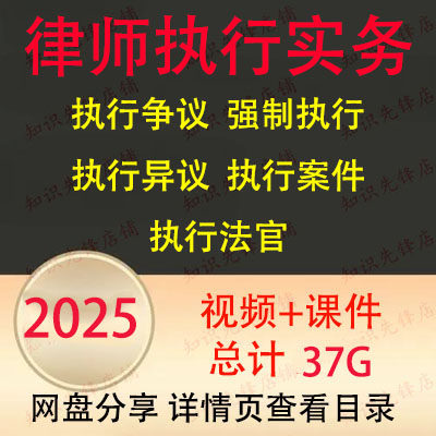 2025年执行法官律师执行实务强制执行执行异议保全视频