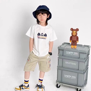日系男童潮牌福神短袖T恤2023夏季新款百搭卡通印花圆领宽松上衣