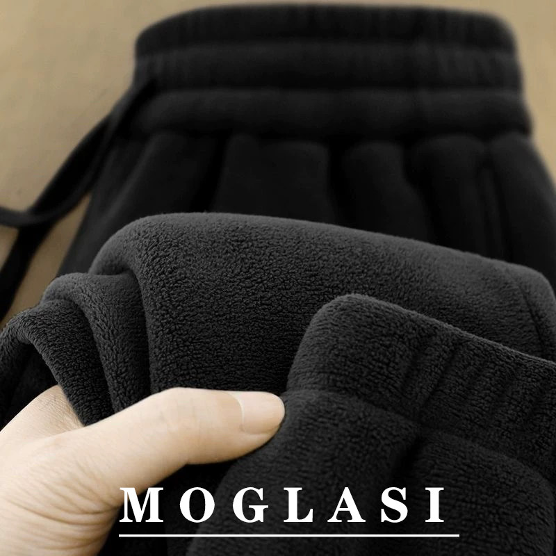 冬季新品双面绒抓绒束脚休闲裤男款加绒加厚松紧腰保暖运动卫裤子