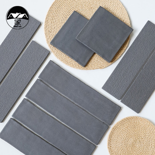 欧式灰色通体长条砖75*300室外阳台民宿花园瓷砖客厅吧台背景砖