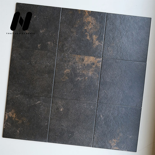 意式黑京石火山岩瓷砖全瓷复古岩砂阳台玄关民宿商场哑光仿古地砖