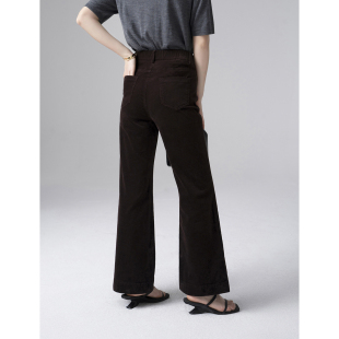 爆款 子女松紧腰时髦小个子 加推色新升级巧克力棕弹力灯芯绒微喇裤