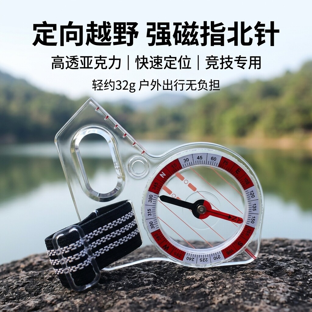 多功能户外定向越野指北针带夜光学生绘图指南针强磁高品质套指款