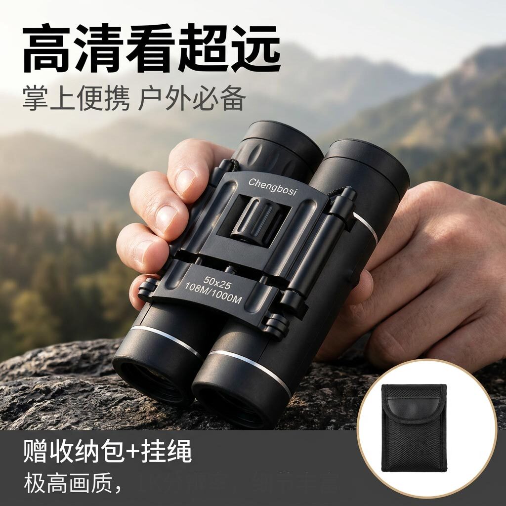 高倍高清微光夜视手持双筒望远镜可连接手机迷你便携户登山外专用