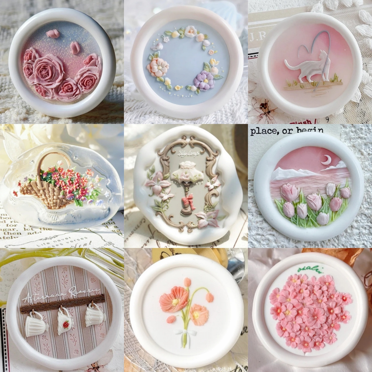 火漆印章章头百合玫瑰郁金香铜头