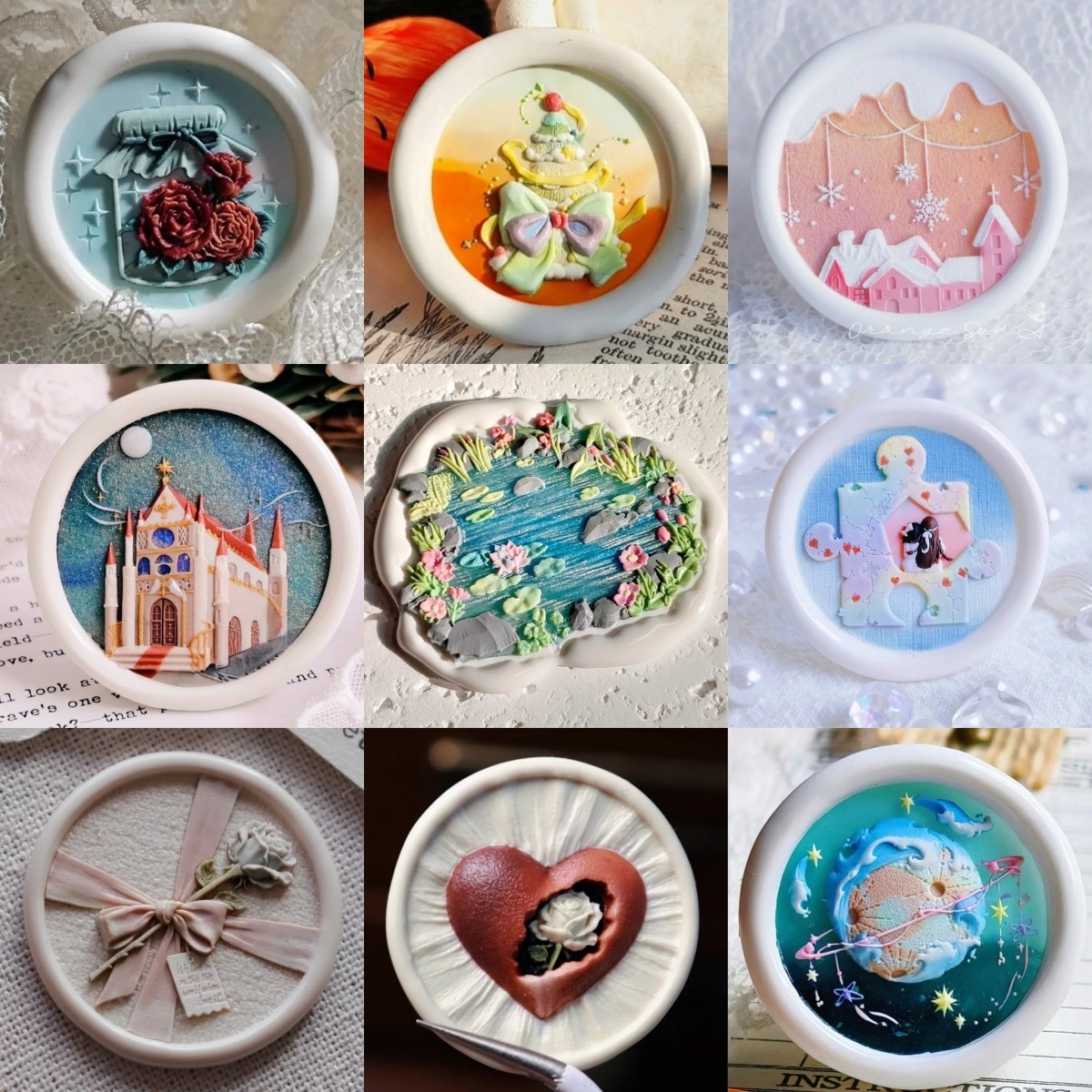 火漆印章章头十二次月落玫瑰小池塘异形浮雕铜头时钟DIY手工邮票,文具电教/文化用品/商务用品,成品印章/学生用印/火漆,淘宝优惠券,粉丝福利购,淘宝优惠卷