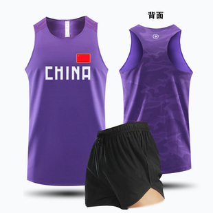 中国队田径服比赛服男女体育生训练服体考长短跑步背心省队定制