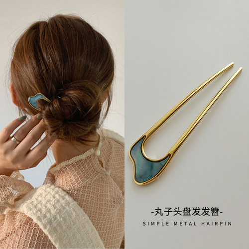 韩版现代风时尚盘发神器发簪简约气质金属发插发钗头饰女簪子发饰 - 封面