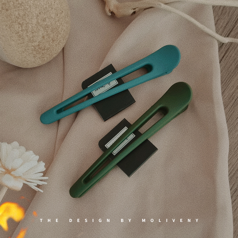 韩国简约磨砂长款鸭嘴夹后脑勺夹子头饰少女边夹发卡时尚发夹顶夹