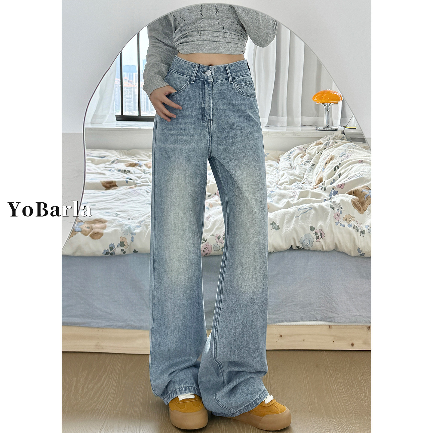 蓝色直筒牛仔裤女秋冬加绒大码胖mm梨形身材显瘦宽松垂感阔腿裤子,女装/女士精品,牛仔裤,淘宝优惠券,粉丝福利购,淘宝优惠卷