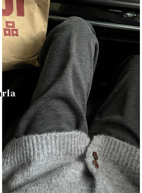 深灰色慵懒糯米休闲裤女春季新款胖mm大码宽松显瘦垂感软糯直筒裤