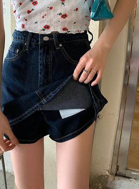 大码牛仔短裙女夏季半身裙高腰a字显瘦宽松梨形身材胖mm包臀裤裙