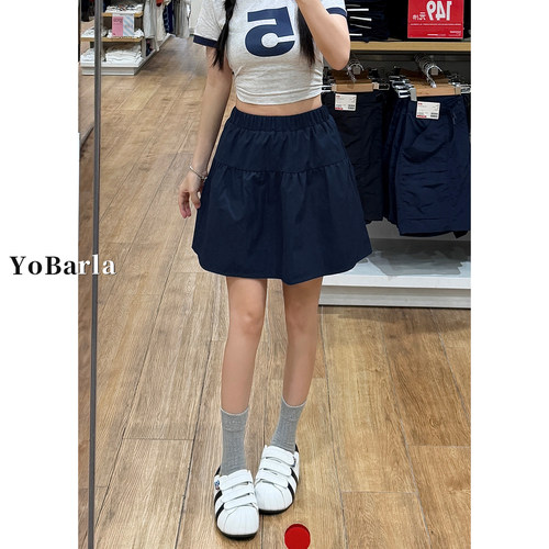 藏青色A字运动短裙宽松显瘦