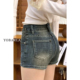 显瘦梨型身材高腰a字热裤 复古弹力牛仔短裤 胖mm大码 新款 子 女夏季