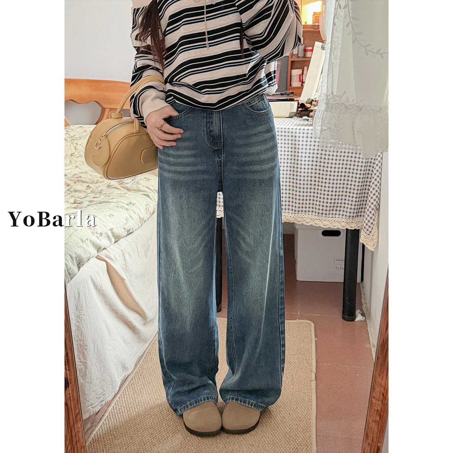 复古直筒牛仔裤女秋冬新款宽松大码显瘦胖mm梨形身材垂感阔腿裤子,女装/女士精品,牛仔裤,淘宝优惠券,粉丝福利购,淘宝优惠卷