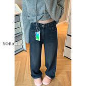 直筒牛仔裤 宽松显瘦阔腿裤 女春季 胖mm梨形身材大码 子 新款 复古窄版