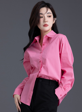 粉红色衬衣女2026新款春秋季小衫设计感宽松外套上衣女士衬衫女装