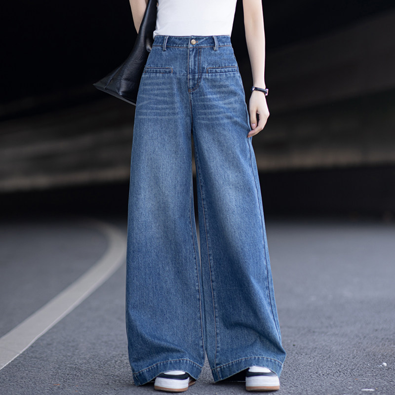 复古蓝直筒牛仔裤女2026新款阔腿裤春秋季裤子宽松显瘦高腰直筒裤,女装/女士精品,牛仔裤,淘宝优惠券,粉丝福利购,淘宝优惠卷