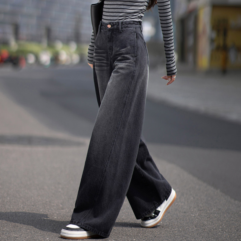 加绒牛仔裤女2025新款春秋显瘦直筒裤黑色复裤子古美式宽松阔腿裤,女装/女士精品,牛仔裤,淘宝优惠券,粉丝福利购,淘宝优惠卷
