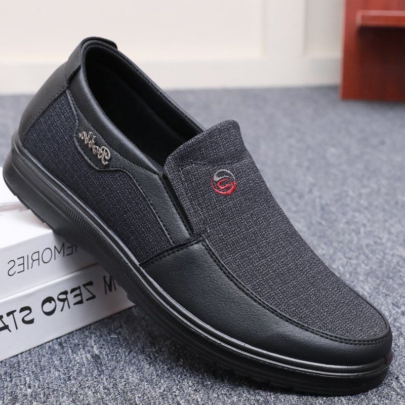 老北京布鞋男鞋子中老年透气一脚蹬男单鞋软底防滑爸爸休闲鞋大码