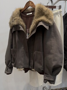 8025韩系秋冬新品 狐狸毛领羽绒内胆外套女宽松显瘦百搭羽绒服