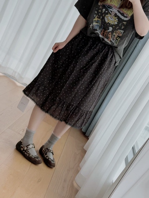 5090韩系爱心花边短裙女松紧高腰显瘦百搭半身裙时尚气质