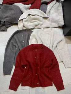 女秋冬百搭毛衣针织衫 A271新品 韩系高品质重工杂色豆豆针织开衫