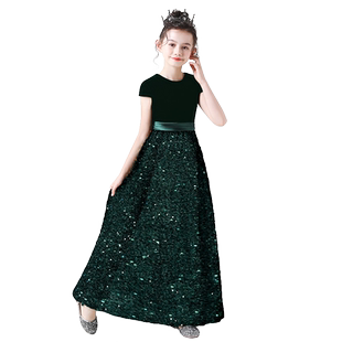 女童高端礼服女孩钢琴演出服音乐会学生主持表演服乐团指挥晚礼服