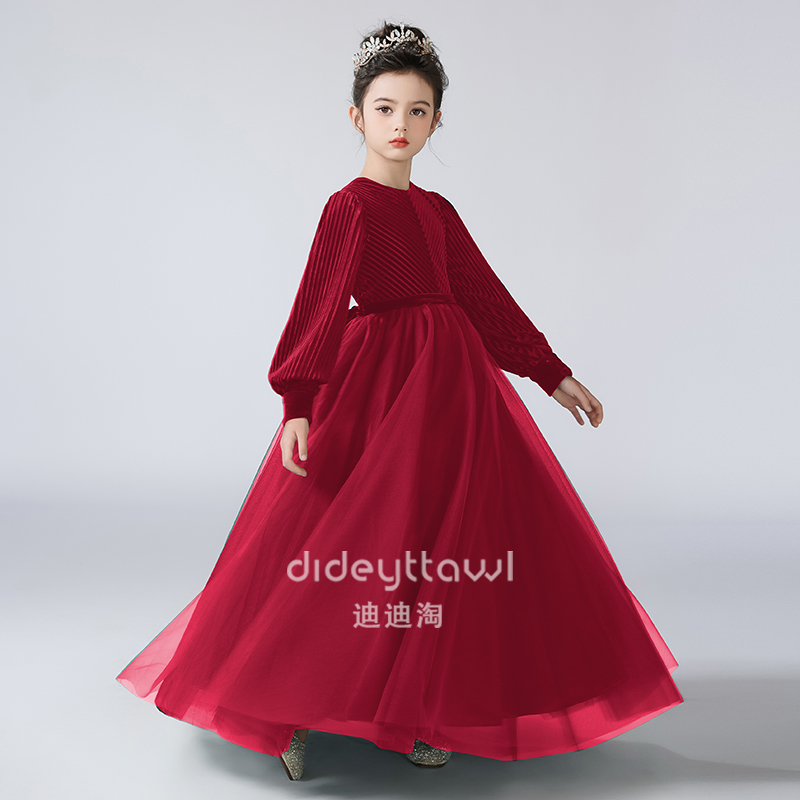 迪迪淘儿童礼服女童丝绒公主礼服