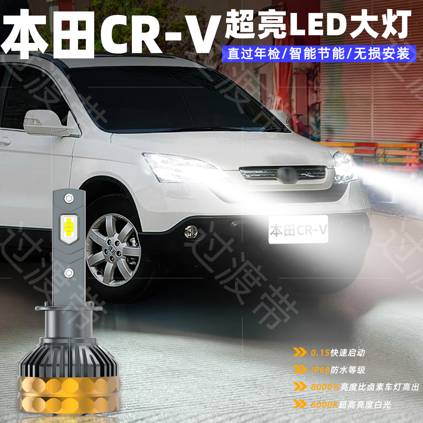 适用本田CRV超亮LED前大灯07-11款远光08近光10老款车灯配件改装