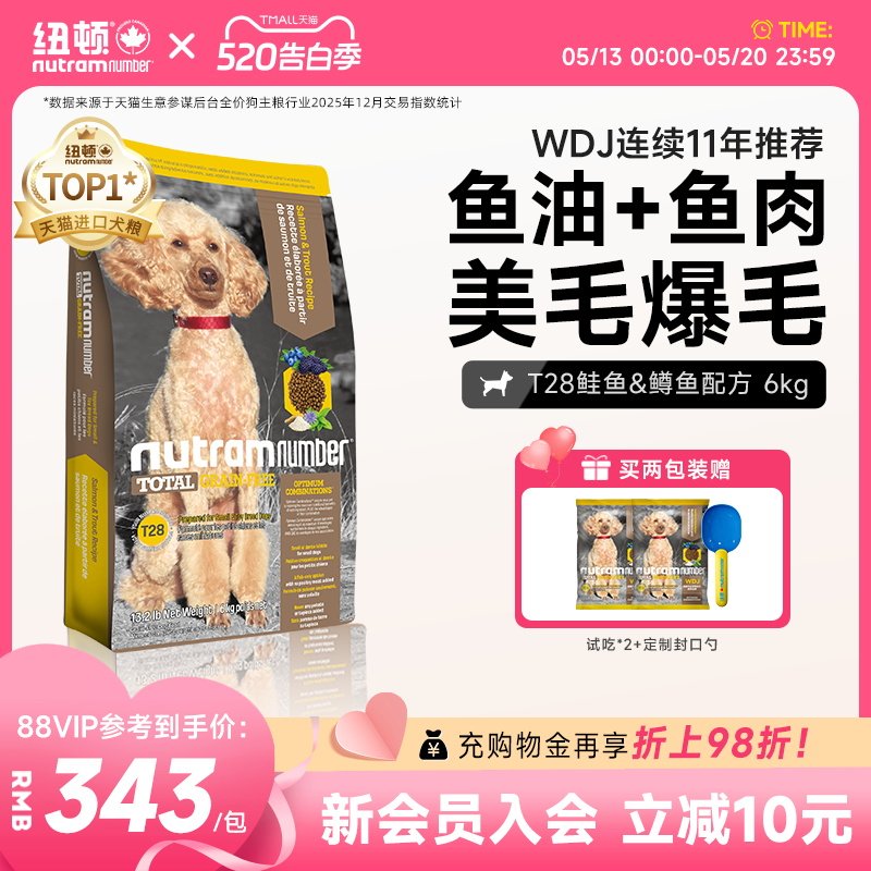 纽顿进口T28狗粮小型犬粮泰迪鱼肉味美毛成幼犬通用狗粮官方旗舰