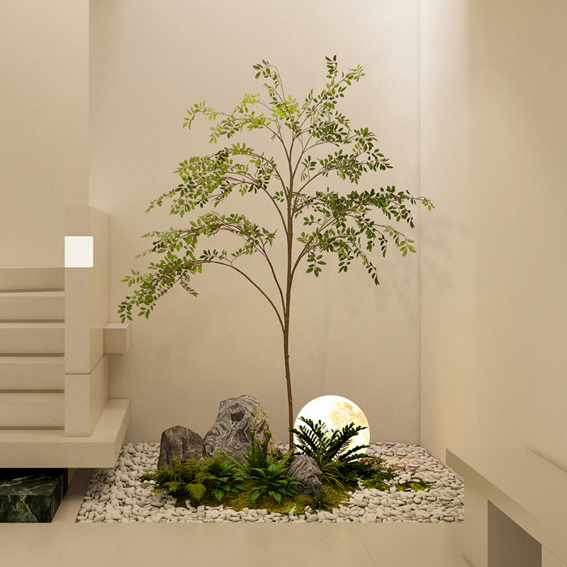 仿真绿植造景室内楼梯下转角景观仿生植物别墅落地假树装饰摆件