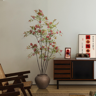 海虹雅林南天竹仿真绿植高端轻奢客厅摆件发财果假树室内装饰植物