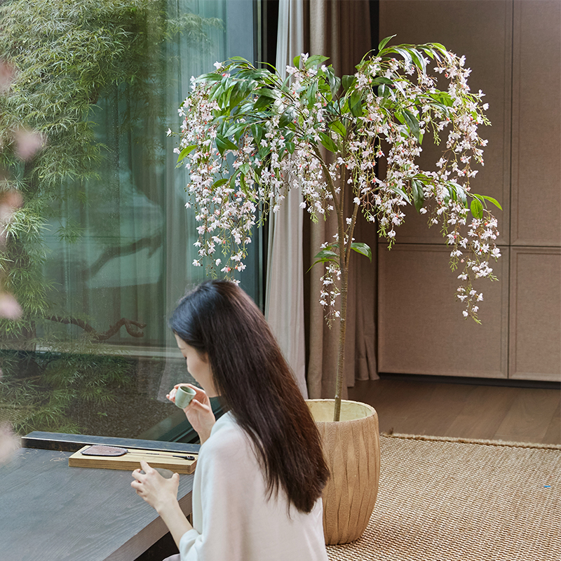 海虹雅林假花仿真花摆设垂丝茉莉高级感逼真客厅仿生树绿植摆件