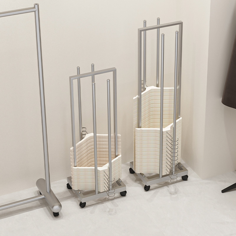 衣架收纳架子服装店专用铁艺银色衣撑裤夹移动整理架女装店展示架