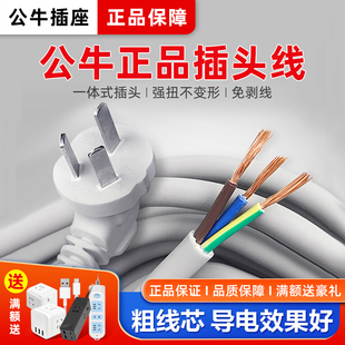 公牛纯铜国标电线3芯扦头防冻三孔电源连接线加长10A电源线带插头